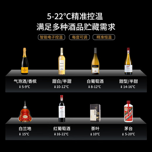 Candor JC-190E/HC constant temperature red wine cabinet home wine cabinet living room office tea wine refrigerator beverage preservation cabinet red wine cigar all-in-one machine wine cabinet + ice bar 190L