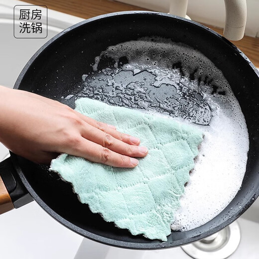 Miguang rags 24*14cm*5 pieces, kitchen magic stain removal cloth, thickened double-sided dishwashing cloth, oil stain removal cloth