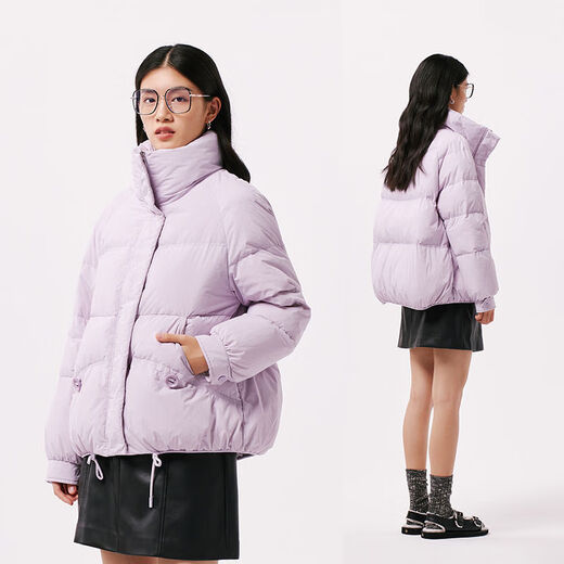 Qianrenggang (CHERICOM) Fashion Short Stand Collar Thickened White Warm Down Jacket Women 2024 Winter New Versatile Y299132Y Lilac Purple 88702 155