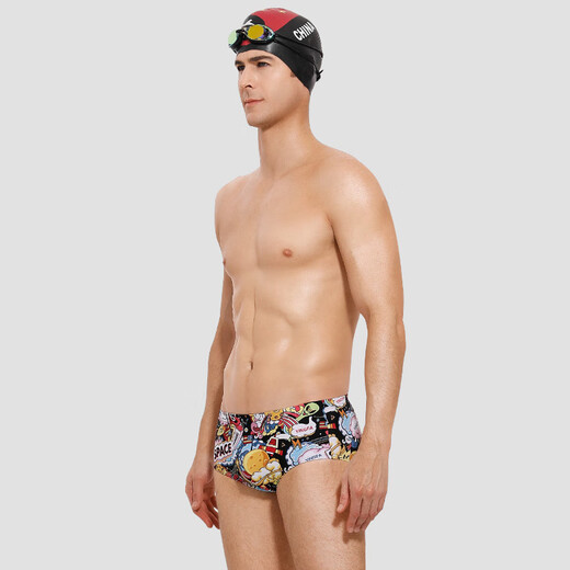 YINGFA (YINGFA) Men's Professional Swimming Bottoms Adult Children's Wide-Edge Comfort Conservative Training Printed Swimming Bottoms Magical Cannonball XL (Waist circumference 69-75 cm)