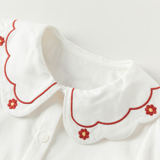 DAVE&BELLA children's long-sleeved shirt cotton girls' top spring new baby shirt children's clothing toddler bottoming shirt white ready in stock 100 cm (recommended height 90-100cm)
