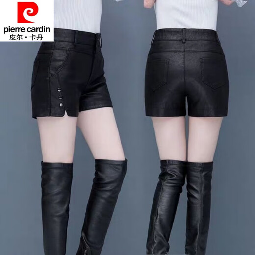 皮尔卡丹（pierre cardin）23年新款时尚秋冬韩板高腰外穿显瘦加绒pU皮裤皮短裤女外穿靴裤女 9929加绒款 高品质+吊坠 2XL 建议115-120斤