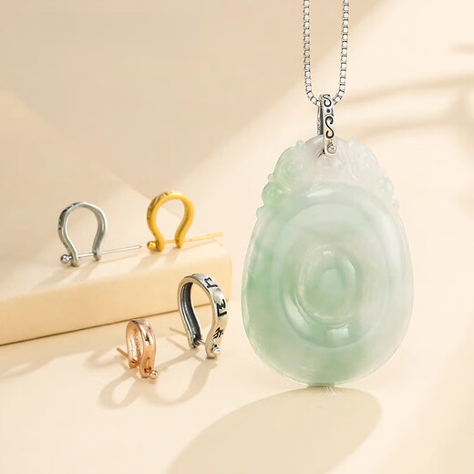 Fat Donglai same style pendant 18k gold buckle head 925 silver DIY accessories Jade buckle Buddha male buckle necklace buckle Glossy white gold medium clip distance 6* clip thickness 5.5