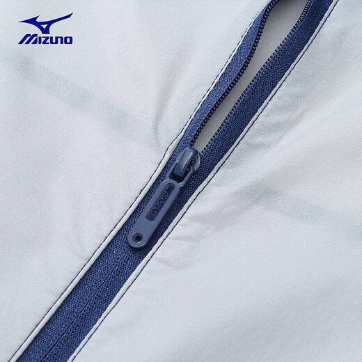 Mizuno (MIZUNO) outdoor skin jacket for men in summer, breathable and lightweight ice silk fishing hiking jacket for men, gray/dark blue L