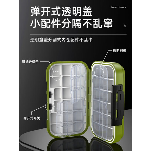 Hanshu Fishing Accessories Storage Box Tools Fishing Gear Special Accessories Box Fish Hooks and Bait Small Parts Multi-Function Waterproof Lure Box Medium/9 Grid Small Black Box Portable Mini Model