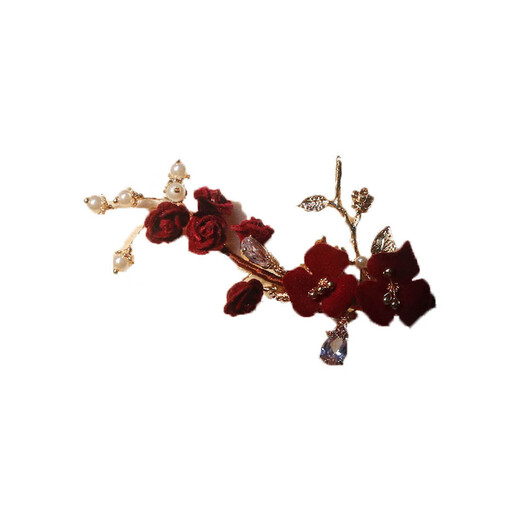 Le nouveau style chinois de Wanbaozi Red Retro Flower Hairpin Sweet Style Clip Climette de coiffure Ancient Style Hanfu Accessoires en épingle à cheveux # 2 Clipt