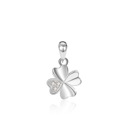 The most decorated Pt950 platinum necklace for women, glossy silver four-leaf clover pendant, K gold plain silver clavicle chain, birthday gift for women, diamond-encrusted platinum version (single pendant does not include chain) S999