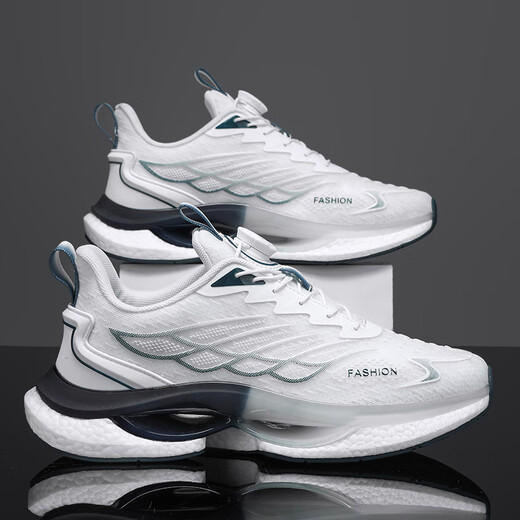 
Caotu (CAOTU) men's shoes spring and summer breathable sports and casual men's trendy shoes men's mesh shock-absorbing running shoes men's thick-soled dad shoes men 9888 white lan [mesh style] 40 standard code