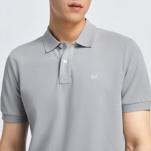 YOUNGOR short-sleeved POLO shirt for men with lapel cotton elastic fabric breathing cotton moisture-absorbent and breathable collar with good shape retention VSPC533011EFA Gray XL