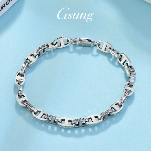Platinum women's bracelet PT950 pig nose bracelet new fashion couple's platinum bracelet men's shiny PT950 bracelet about 12 grams 18 cm pre-order