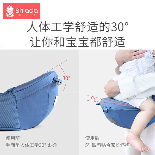 Taburete de cintura para bebés de Xin'an Baby sosteniendo artefacto multifunción Multifunción frontal El amortiguador de choque amortiguador colchón de asiento de asiento de silicona Anti-slip asiento [toalla de saliva de algodón puro] Almacenamiento de gris transpirable