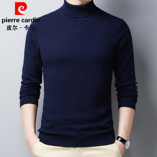 Pier Cardin 100% Cardigan Men d'automne et d'hiver Coltre à col roulé mince Pull Pull polyvalent Pullaire Black 175