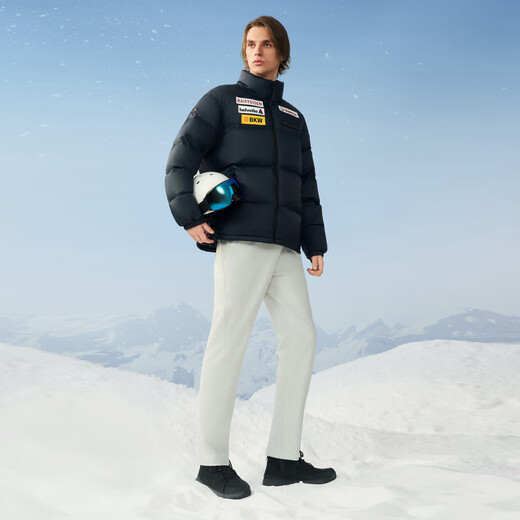 DESCENTE SKI STYLE Same Model for men and women Swiss national team cooperation Light and heat transfer energy storage Short down jacket BK-Night fog black L (175/96A)