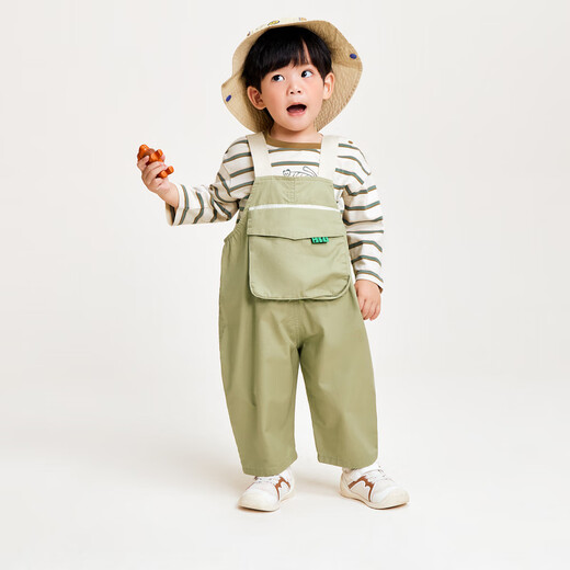 Mini Bala boys and girls trousers Year of the Dragon new pure cotton loose overalls children's trousers earthy gray green 40942 100