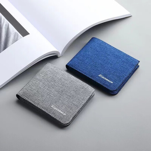 Chajin Canvas Wallet Herren Trendy Brand Fashion Einfacher ungezwungener Studenten Brieftasche Multifunktion Führerschein integrierter Tasche Multi-Card-Kartenbeutel grau und weiß