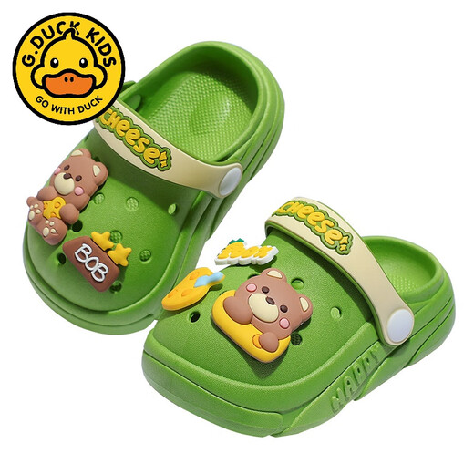 
G.DUCKKIDS children's hole shoes summer new style boy cute non-slip girls wear bag-toe slippers soft-soled baby sandals Green 29 size 30 [170mm]