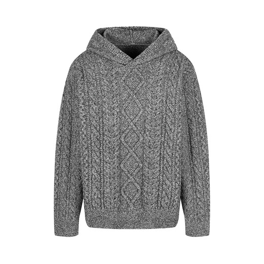 Sketch men's 2025 spring and summer new product environmentally friendly thick needle single-sided long-sleeved sweater hooded loose retro 9P1315050 071 gray S