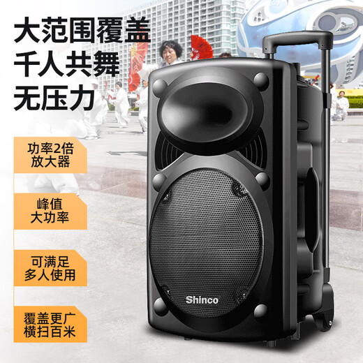 Xinke Square Dance Audio High Power Subwoofer Mobile Outdoor Karaoke Bluetooth Trolley Microphone 12-inch Speaker Amplifier Wireless Microphone Stall Speaker 12-inch Subwoofer Remote Control + No Microphone