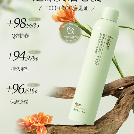 Ailan Gona Foam Hair Wax French Perm Wool Curly Hair Moisturizing Long-lasting Fluffy Styling Elastin Bubble Hair Mask Men and Women Mousse Foam Hair Wax 420ml 2 Bottles Free Hand Cream