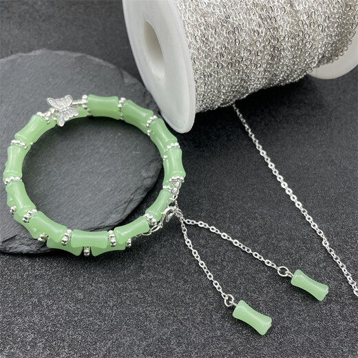 OSRO flat O-shaped chain, copper-clad iron cross chain, antique hairpin tassel bracelet, necklace, handmade DIY chain accessories, O-shaped chain, bright silver, about 2 meters in a pack, can wear a 1.0 loop