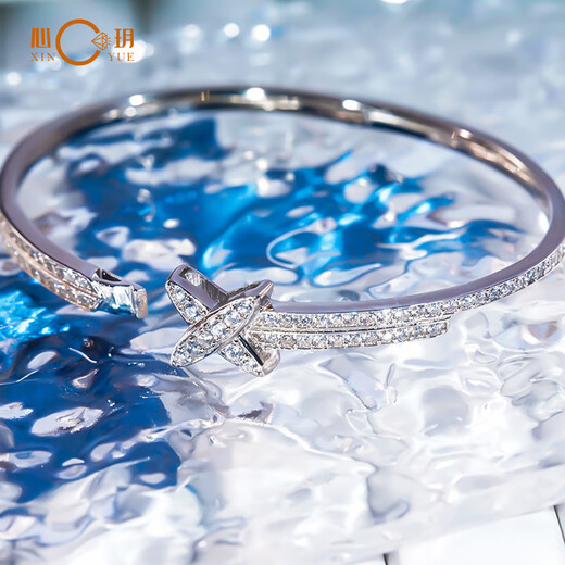 Fat Donglai same style platinum bracelet for women full of diamonds, moissanite double cross bracelet, simulated diamond versatile bracelet, sterling silver