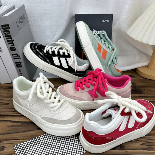 
Blue screen shoes for women 2024 new spring and autumn niche design sense shell toe shoes for women thick sole white shoes versatile women's shoes Pink (1098) 36