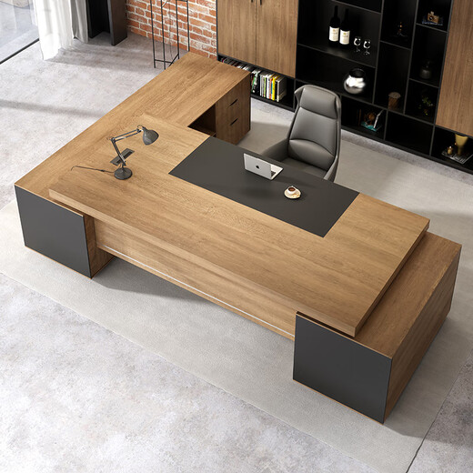 Tiju Boss Desk Simple Modern Office Desk and Chair Combination Executive Desk Manager Desk Manager Desk President Desk Office Furniture 2.0m Table + Chair + 2.4m Bookcase