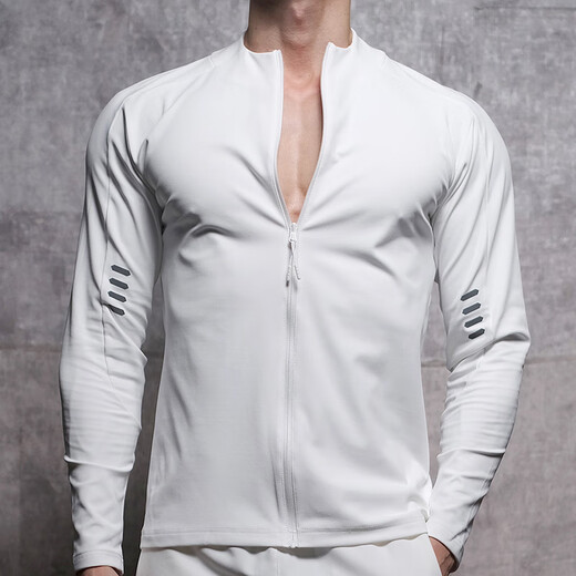 Lutielang Long Sleeve Sports Jacket Men's Baseball Uniform Cycling Suit Windproof Stand Collar Jacket Fitness Training Zipper Cardigan Black L