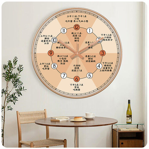 Pangdonglai quality Ziwu Liuzhu clock twelve hour hanging watch beauty salon wall clock living room health center clinic light A698 rose gold 20cm 8 inches (diameter) small