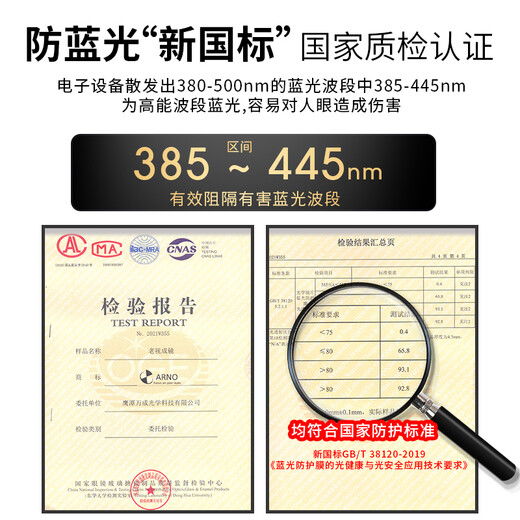 ARNO FOCUS ON YOUR EYES老花镜男高清防蓝光进口商务钛架超轻柔韧老人老花镜A1017Q 150度