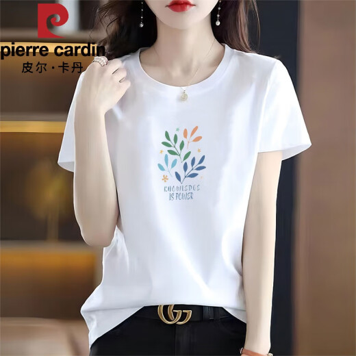 皮尔卡丹（pierre cardin）灰色纯棉短袖t恤女宽松简约洋气时尚体恤夏季2025年新款上衣 6172浅紫 2XL 135-150斤