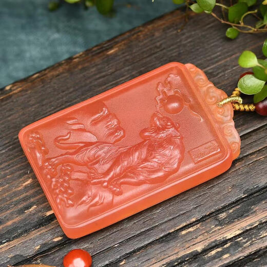 Moyun herring stone zodiac tiger pendant with handmade rope, uniform color and gorgeous color, super beautiful in real life