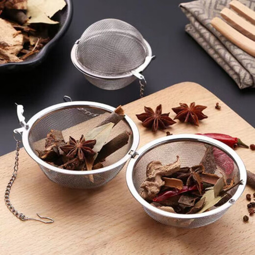 An Junsheng stainless steel seasoning bag soup filter bag Weibao seasoning ball bag tea ball brine stew meat spice box upgraded stainless steel small diameter 4.5CM