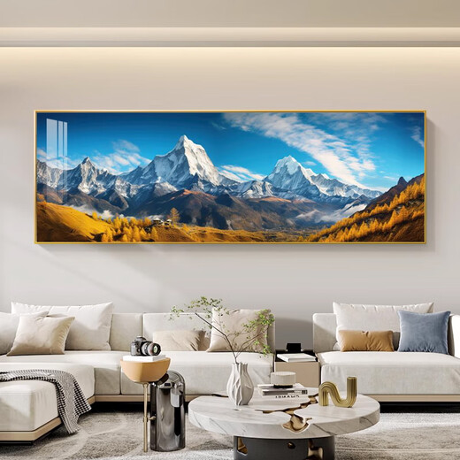 墨派（Mopai）客厅装饰画绿植风景横幅挂画北欧原木风沙发背景墙画奶油风壁画 枝繁叶茂 180x60cm(适合2.2米沙发)晶瓷