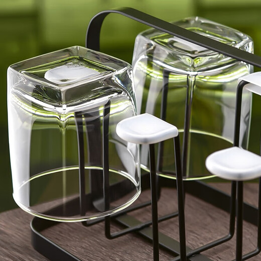 Ouxin imported glass household hospitality cup drinking water green tea cup juice beer cup heat-resistant high-end set 195ml square x6