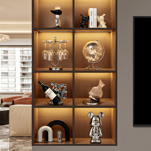 First sight of wine cabinet decorations, art, light luxury, high-end red wine rack, living room sideboard, TV cabinet, housewarming gift, violent bear wine rack + bottle opener