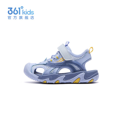361 Children's shoes for boys and girls, toe-toe sandals, summer new children's beach shoes, children's wading shoes, mud gray blue/phantom blue/kumquat yellow 28