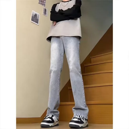 简兴恒美式复古牛仔裤男春秋季新款直筒修身微喇高街vibe裤子男休闲长裤 DDD-686复古蓝 2XL 140-160斤