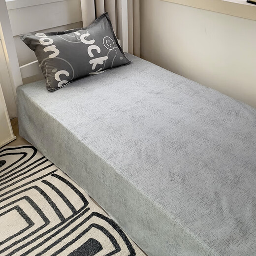 Student dormitory bunk bed single bed three-piece set skin-friendly brushed quilt cover sheet pillowcase home four-piece set Little Lucky-Grey single bed three-piece set quilt cover 150*200cm