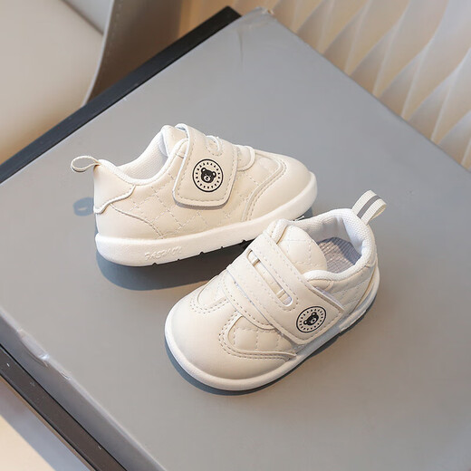 Qisiman Spring and Autumn Baby Toddler Shoes 1 to 2 Years Old Soft Sole Anti-Slip Infant Children's Single Shoes Men's and Women's Sneakers White Shoes 0 Khaki Color 17 Size/Inner Length 12CM