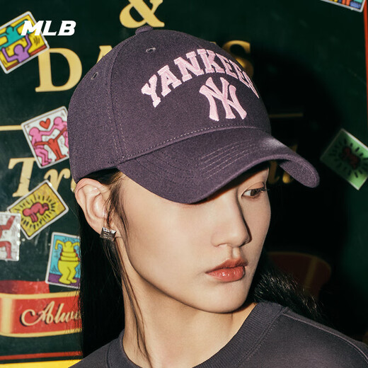 MLB official male and female couple college style baseball cap sun protection fashion embroidered hard hat spring and summer CPV03 New York Yankees/Charcoal Gray One Size