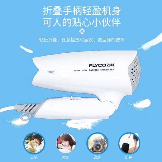 飞科电吹风机小功率学生宿舍专用800W以下1200W小型大风力折叠式 FH6296 恒温护发+收纳架 1800W