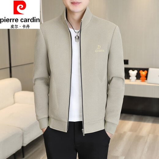皮尔卡丹（pierre cardin）外套男春秋季潮流男士休闲夹克2024新款青年秋季风衣翻领上衣 卡其色:695 2XL :约135-150斤