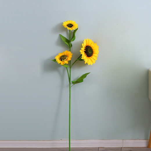 
Jiu Qiangu simulated sunflower large bouquet ornaments living room floor decoration sunflower 3 heads high 120cm simulated flowers 1389