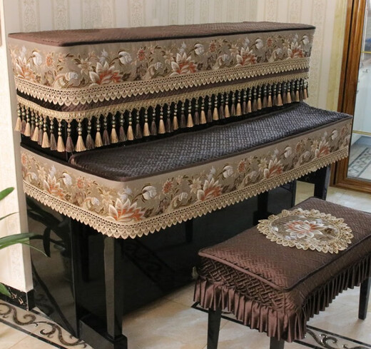 MPPMCK Piano Cover High-End Atmosphärische Halbdecke Klavierdeckel Europäische moderne, einfache halbe Cover dreiköpfige Abdeckung Tuch vertikaler Emerald Cover + Key + Ein-Personen-Bankabdeckung