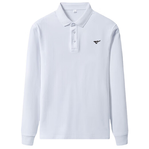 SEPTWOLVES 2025 spring long-sleeved T-shirt men's pure cotton polo shirt solid color young and middle-aged business casual loose large size bottoming black L 170/84A