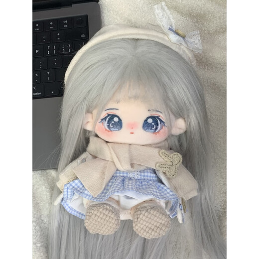 Le Yingqi Lingyue cotton doll female 20cm doll plush toy female dress-up doll with bones naked baby birthday gift Lingyue naked baby + high temperature silk hair arrangement * 2 with skeleton baby height 20cm