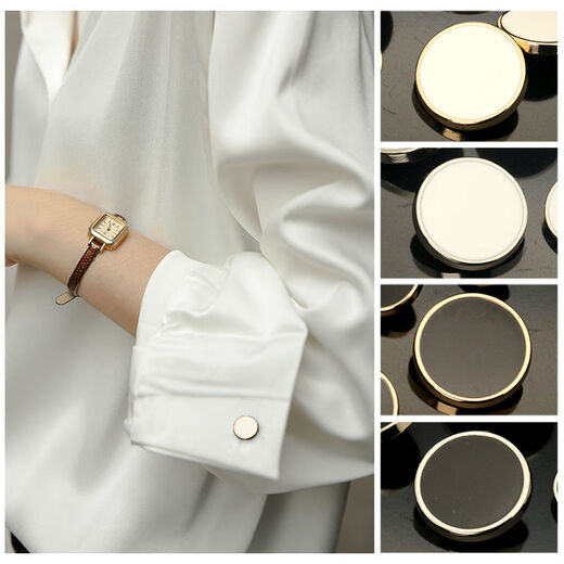 Mingjin metal button buttons, high-end round top coat buttons, women's woolen windbreaker cuff buttons, suit buttons, men's suit buttons, 3# black gold rim, free sewing kit, 15mm, 10 pieces, cuffs