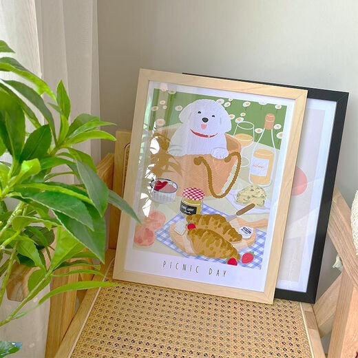 Shanye Shanye wooden picture frame hanging wall 16 inch 20 inch sketch 8K art 4k puzzle poster A3 children's photo frame a4 table walnut color 4K wall 38*53CM