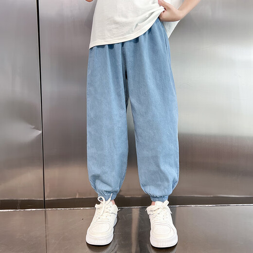 
McTicco boys' Tiansi Jeans Soft Summer Thin 2025 New Children's Mosquito Repellent Pants Big Children's Trendy Summer Trousers 13113 Dark Blue + 13116 Medium Blue 160